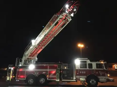 A fire truck with its ladder